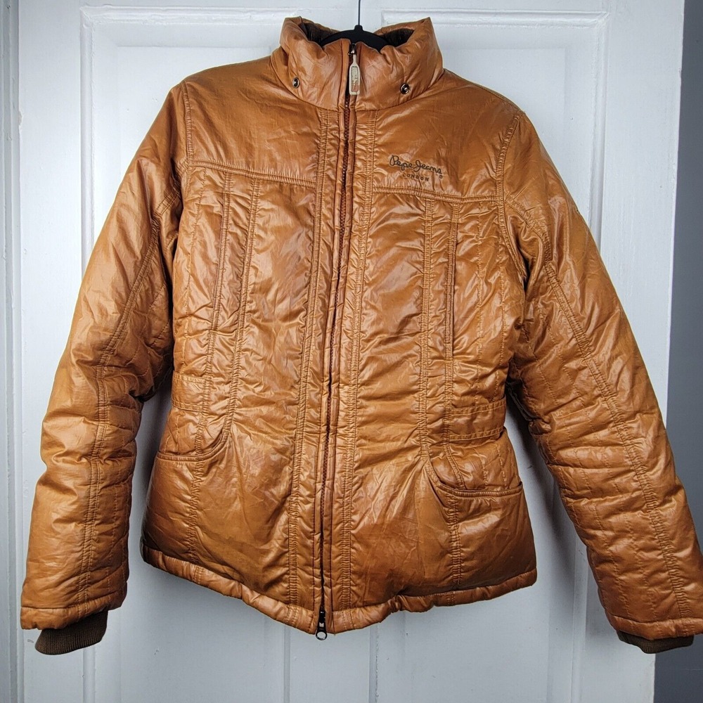 Vintage Y2K Down Puffer Jacket Women's size M Pepe Jeans London  Brown
